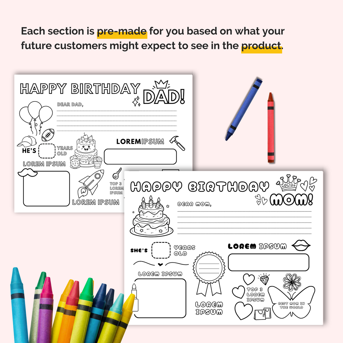 Birthday Coloring Cards and Mockups Templates – Gold City Ventures