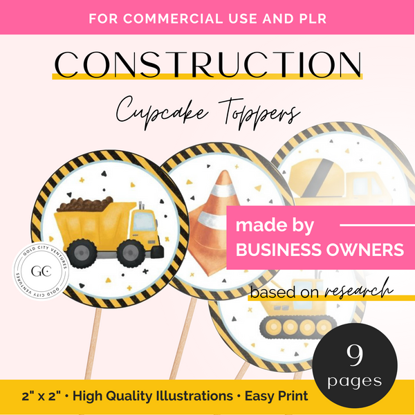 construction cupcake topper