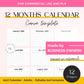 12 months of calendar templates