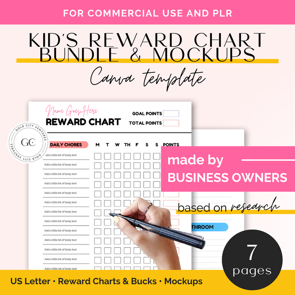 kids reward chart bundle and mockups
