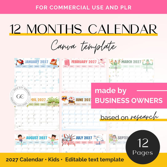 12 months of kid calendars