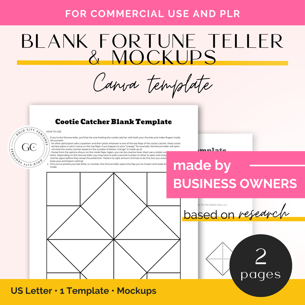 Blank Fortune Teller And Mockups Templates Gold City Ventures Blank fortune teller and mockups templates gold city ventures
