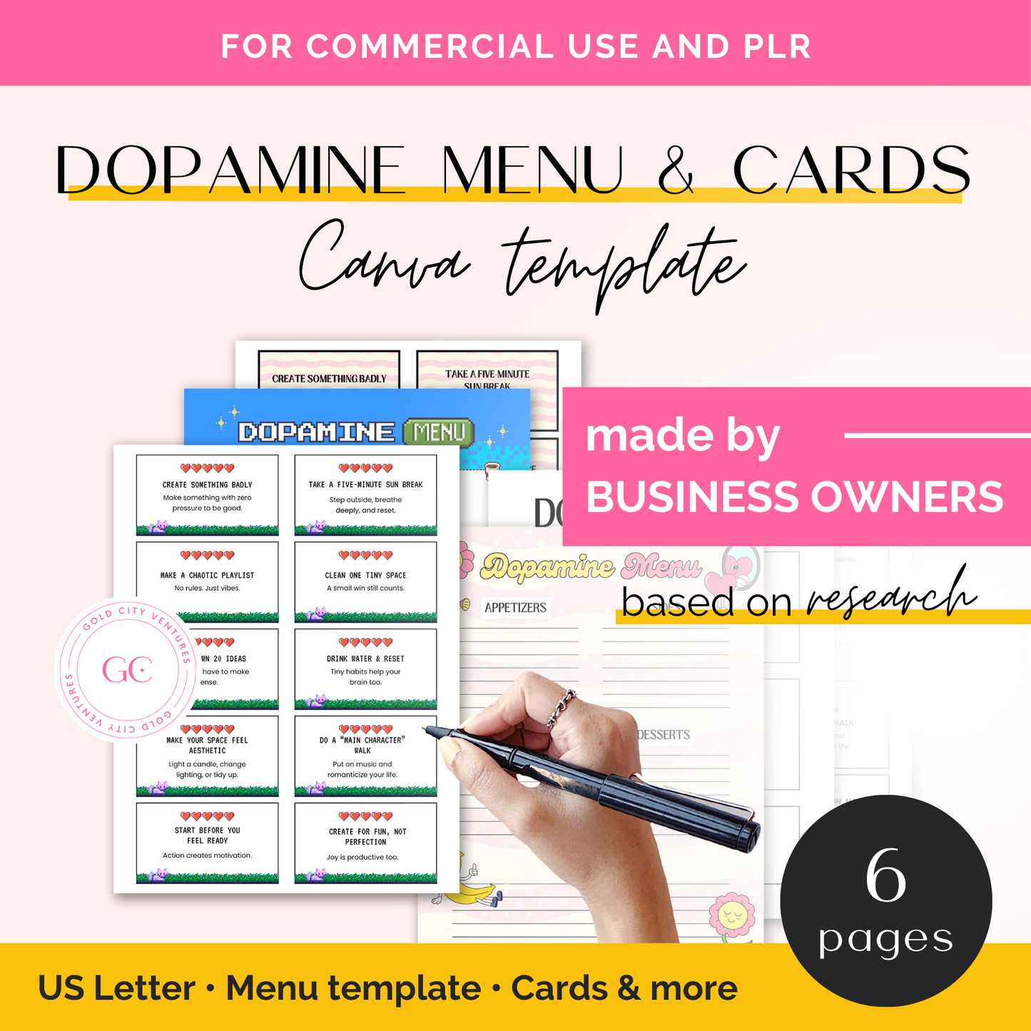 dopamine menu and cards