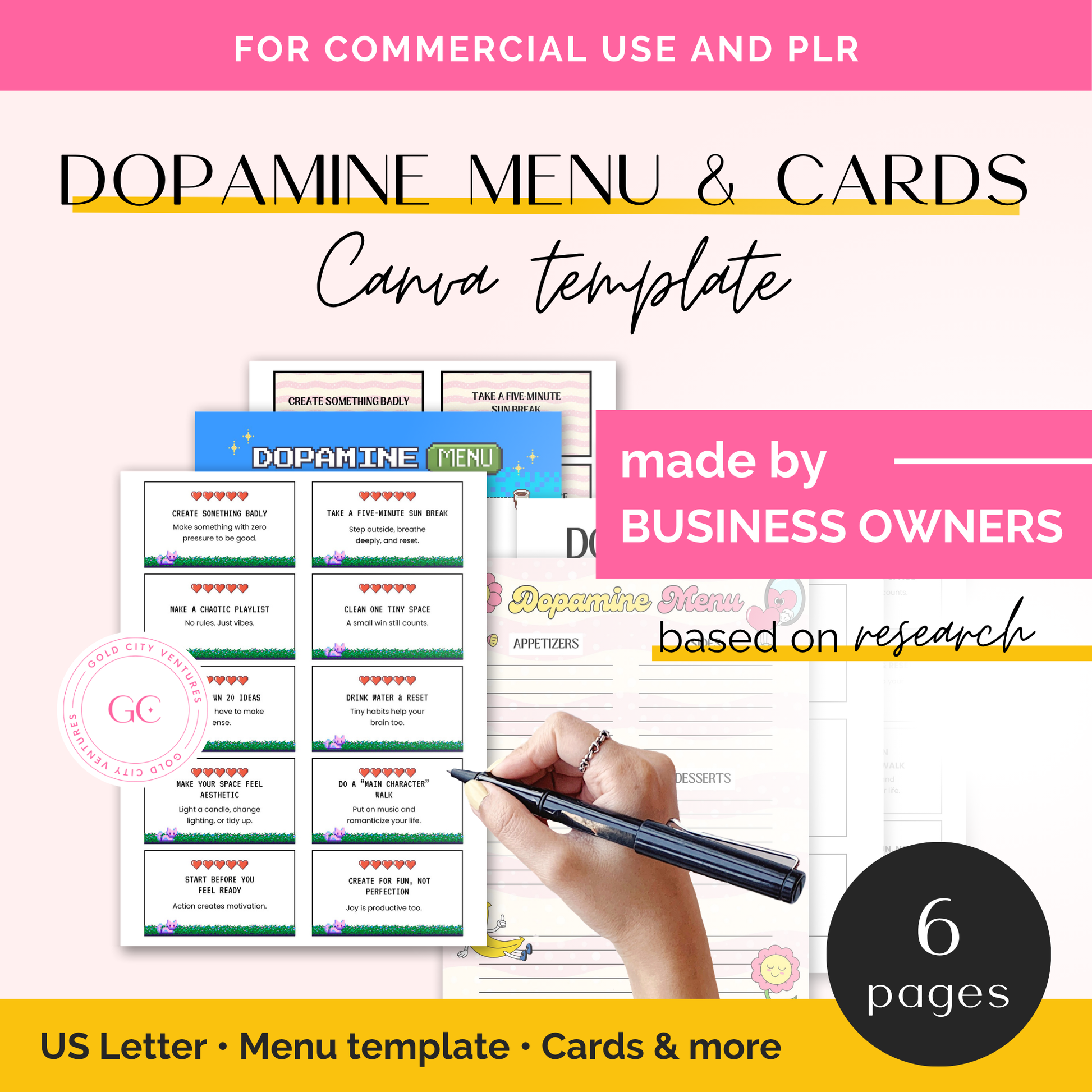 dopamine menu and cards