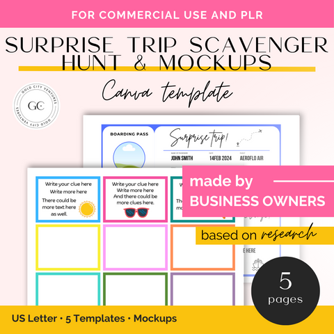 Surprise Trip Reveal Game and Mockup Templates