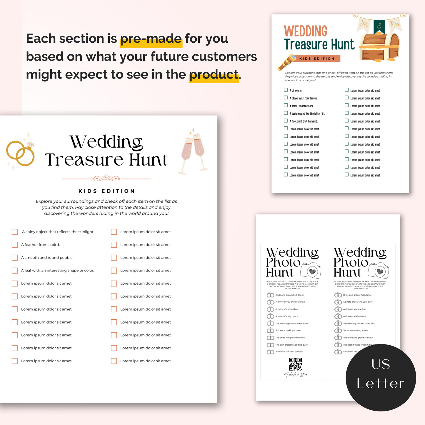 Wedding Treasure Hunt Games and Mockups
