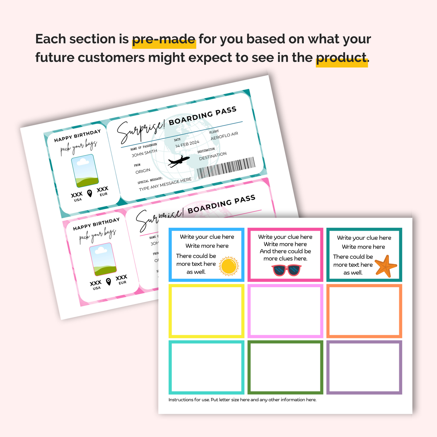 Surprise Trip Reveal Game and Mockup Templates