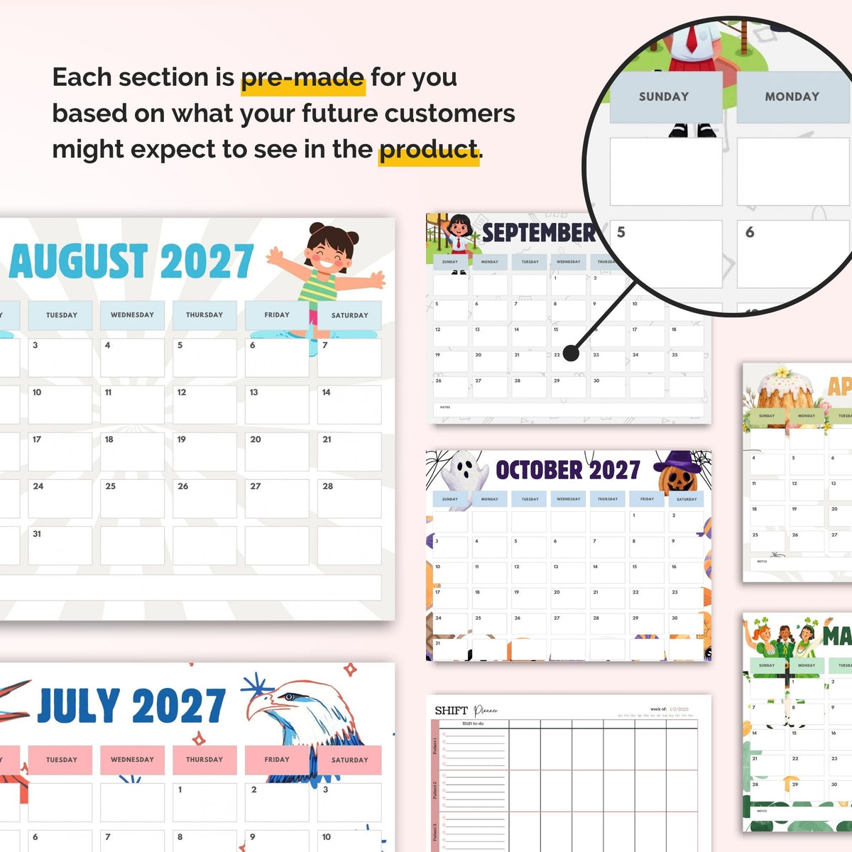 12 months of kid calendars