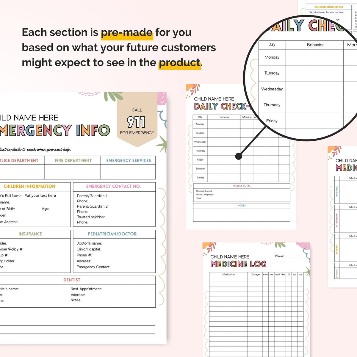 babysitter emergency contact forms