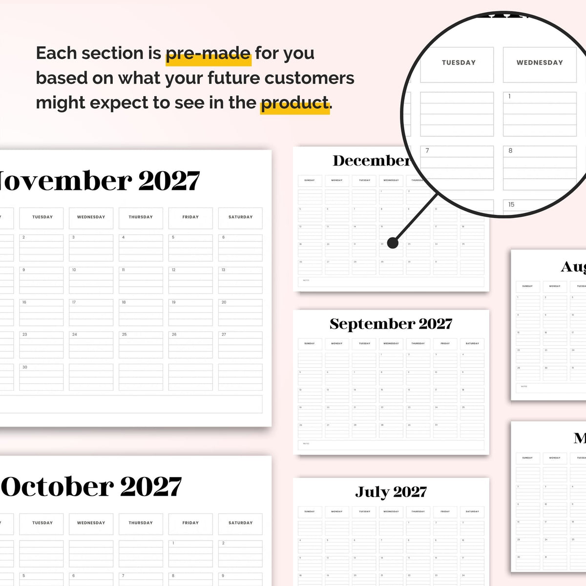 12 months of calendar templates