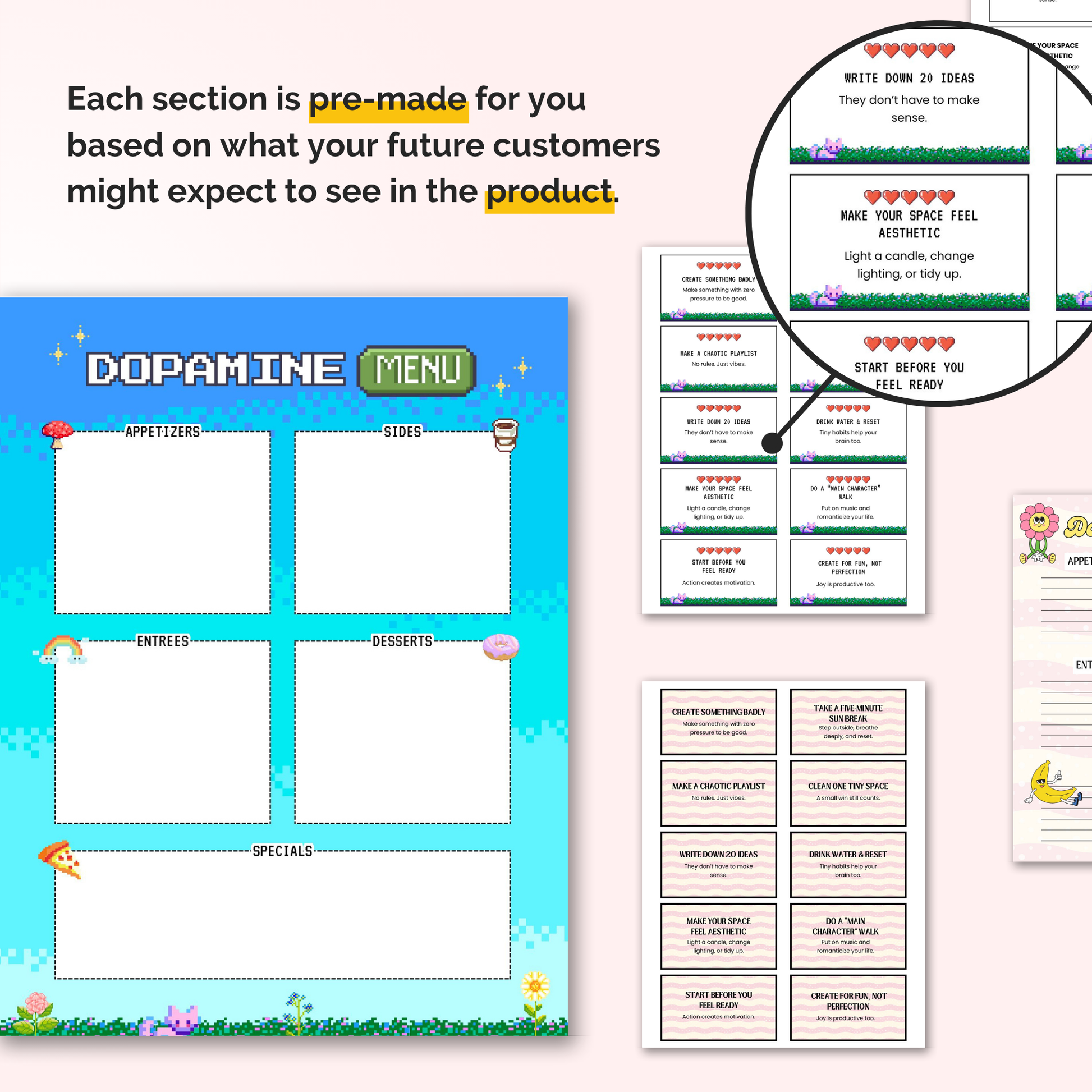 dopamine menu and cards