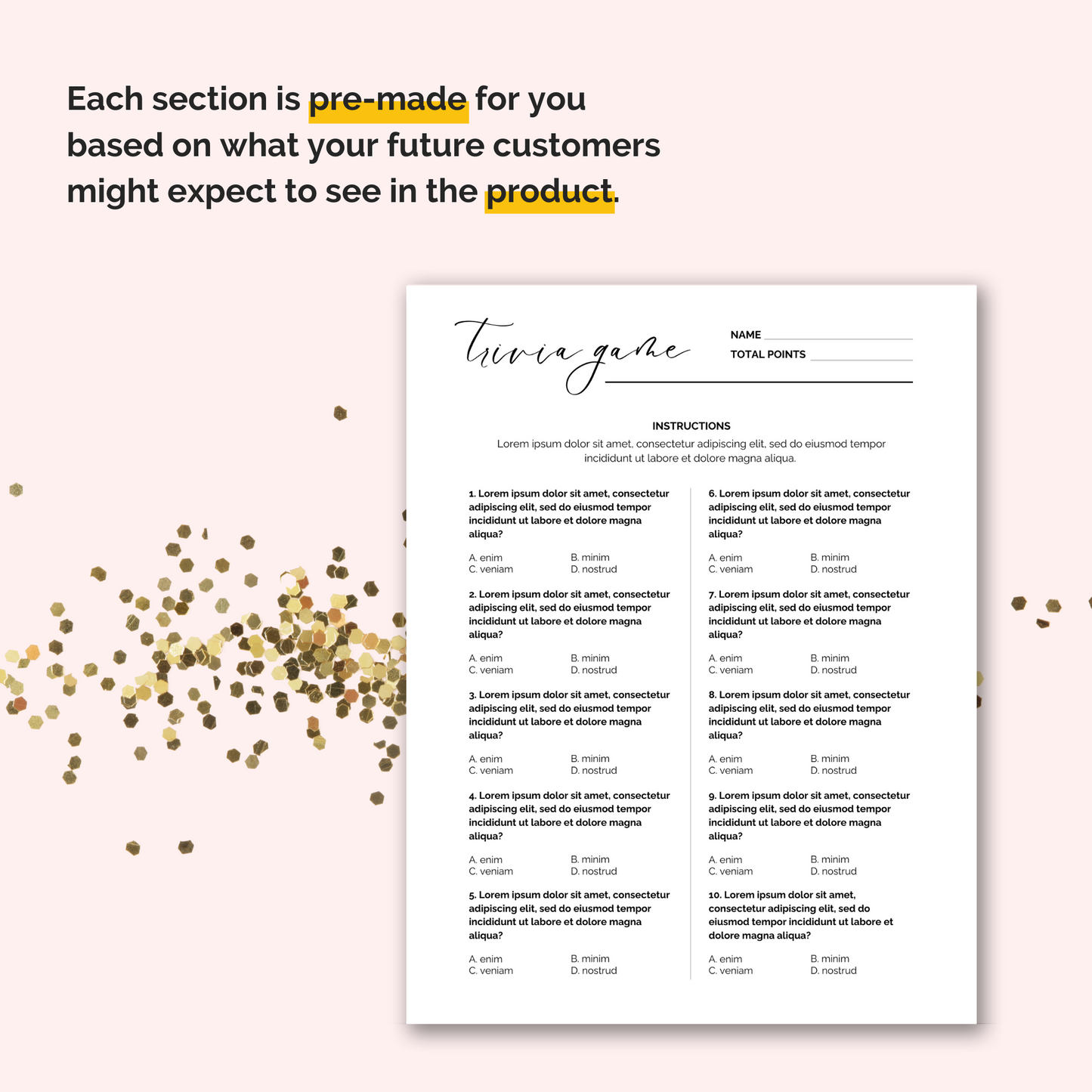 trivia game template