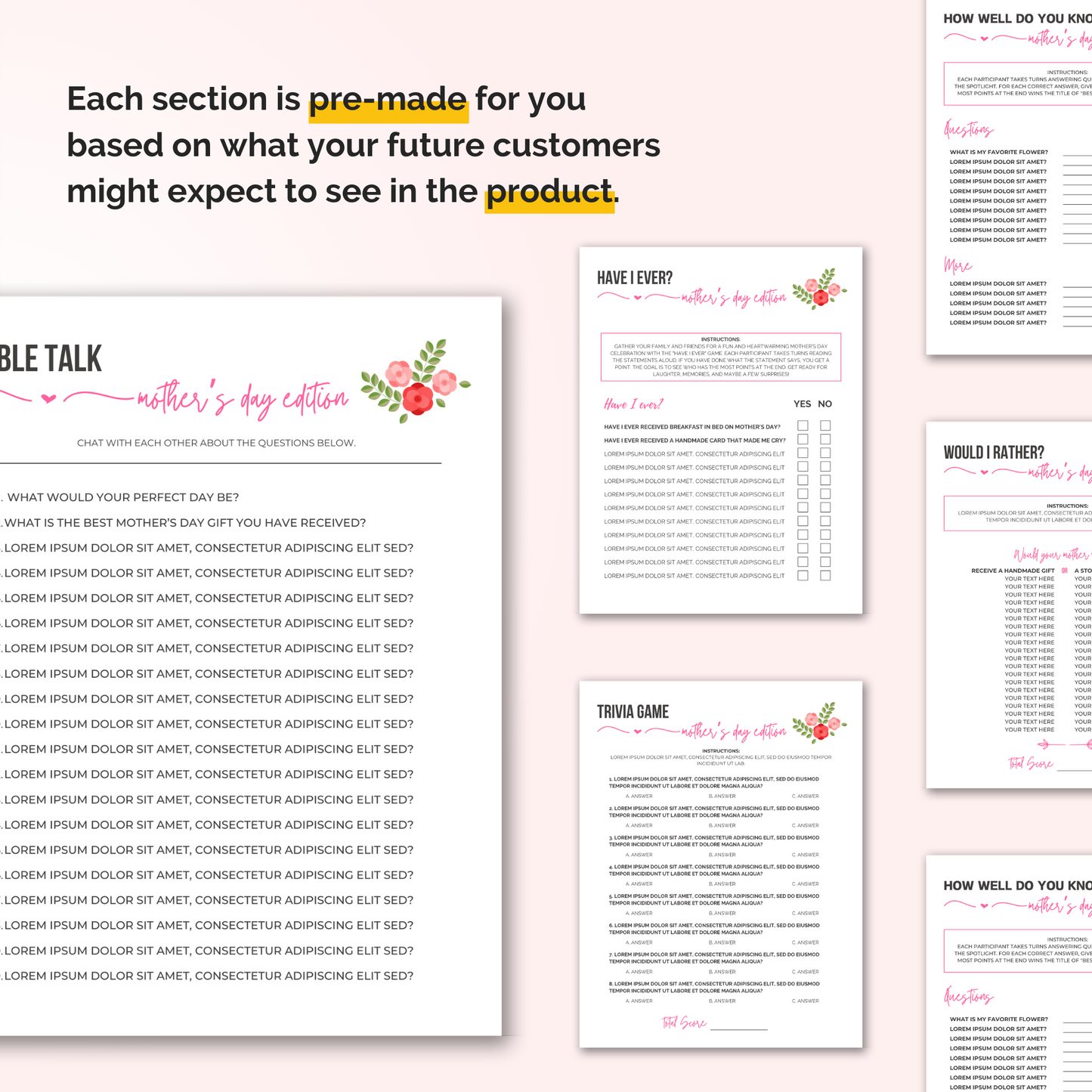 Mother's Day Games and Mockups