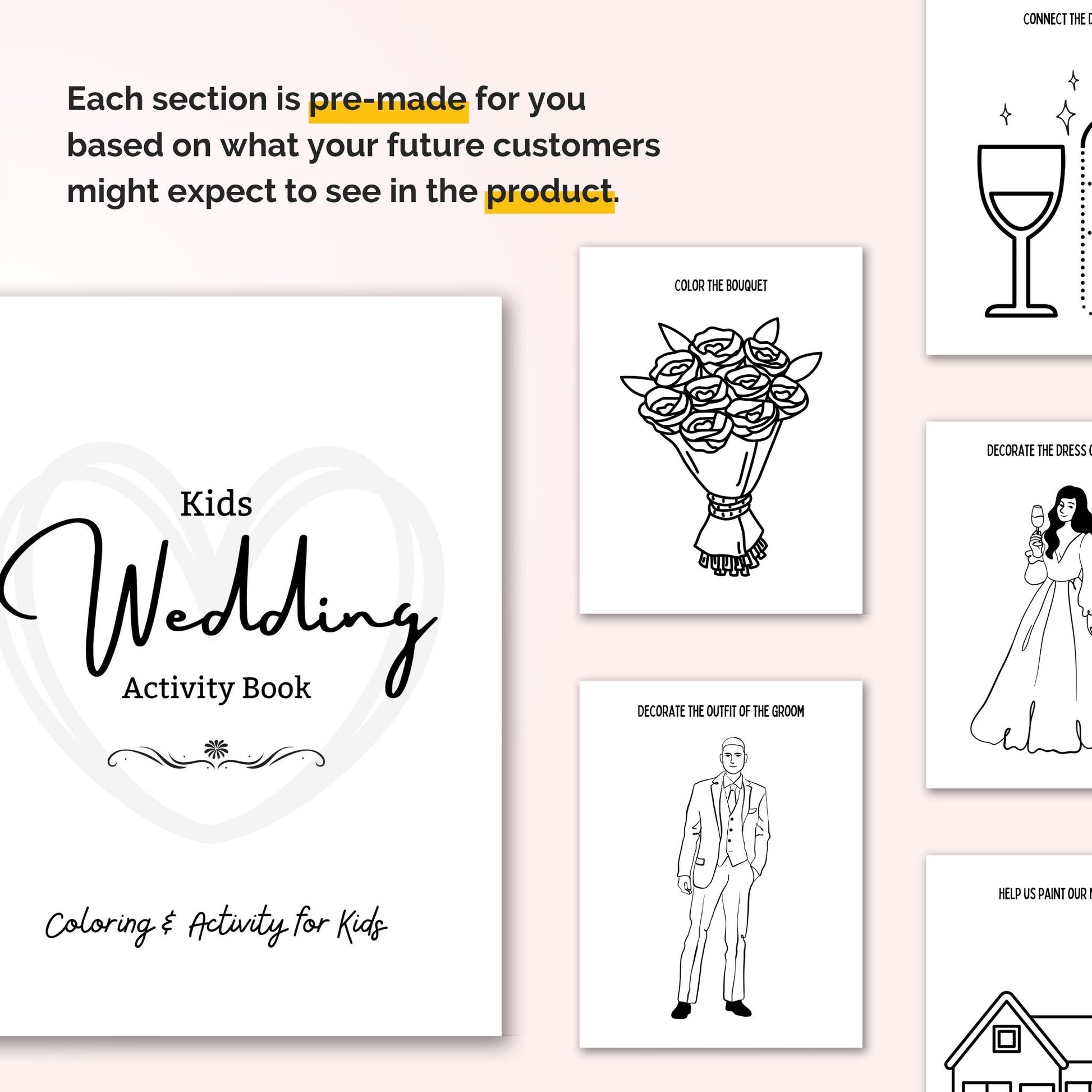 kid's wedding activity book