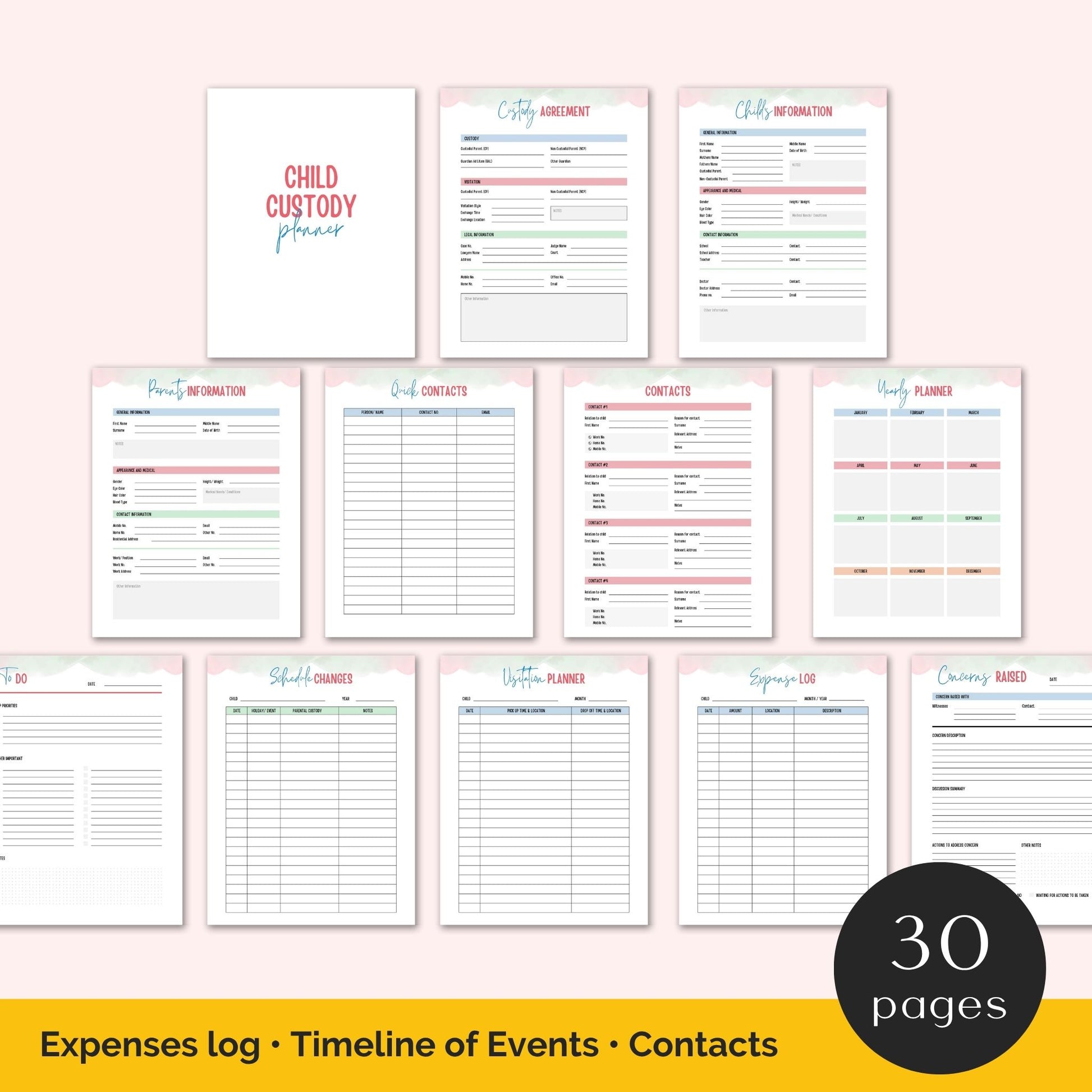 child custody binder