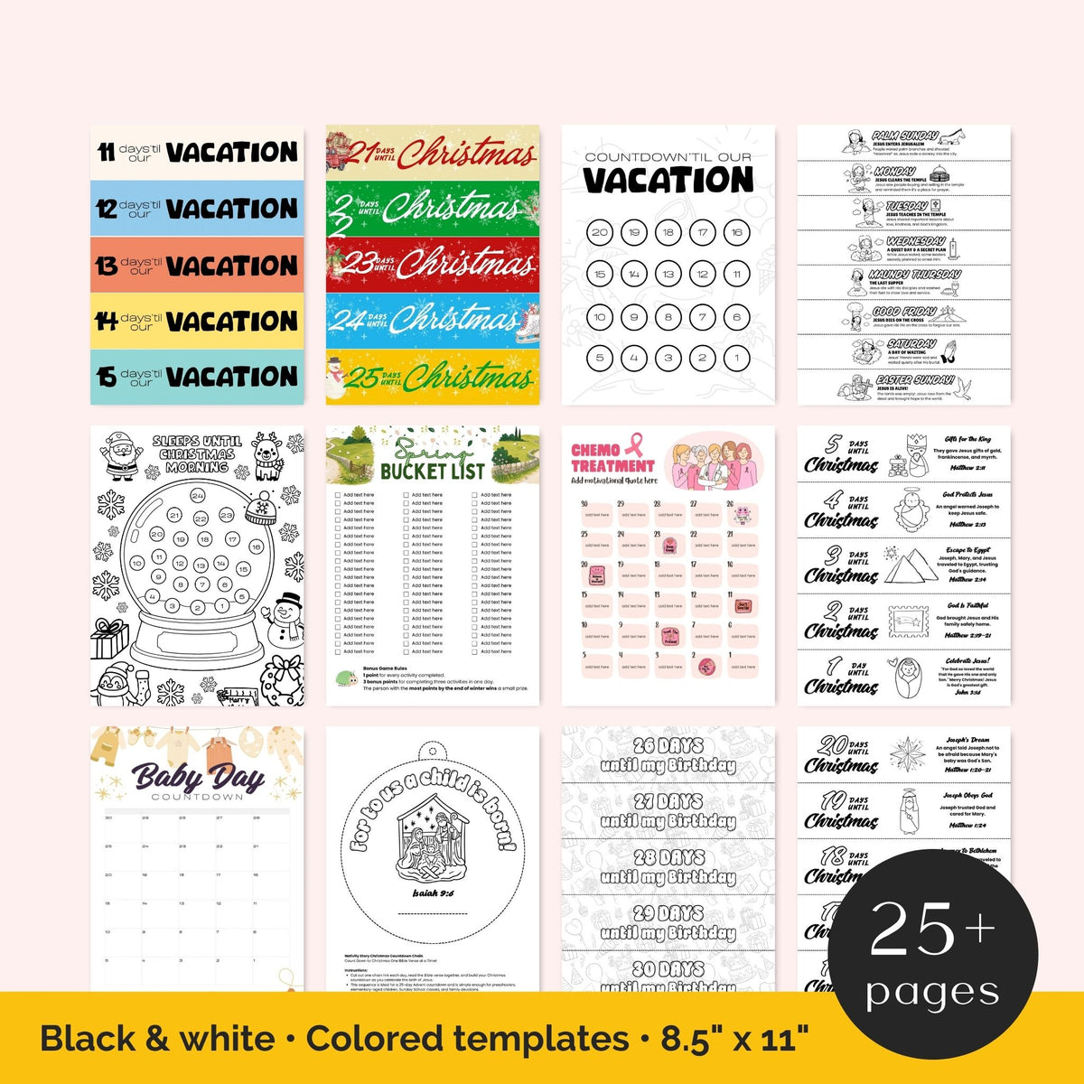 countdown chain and calendars