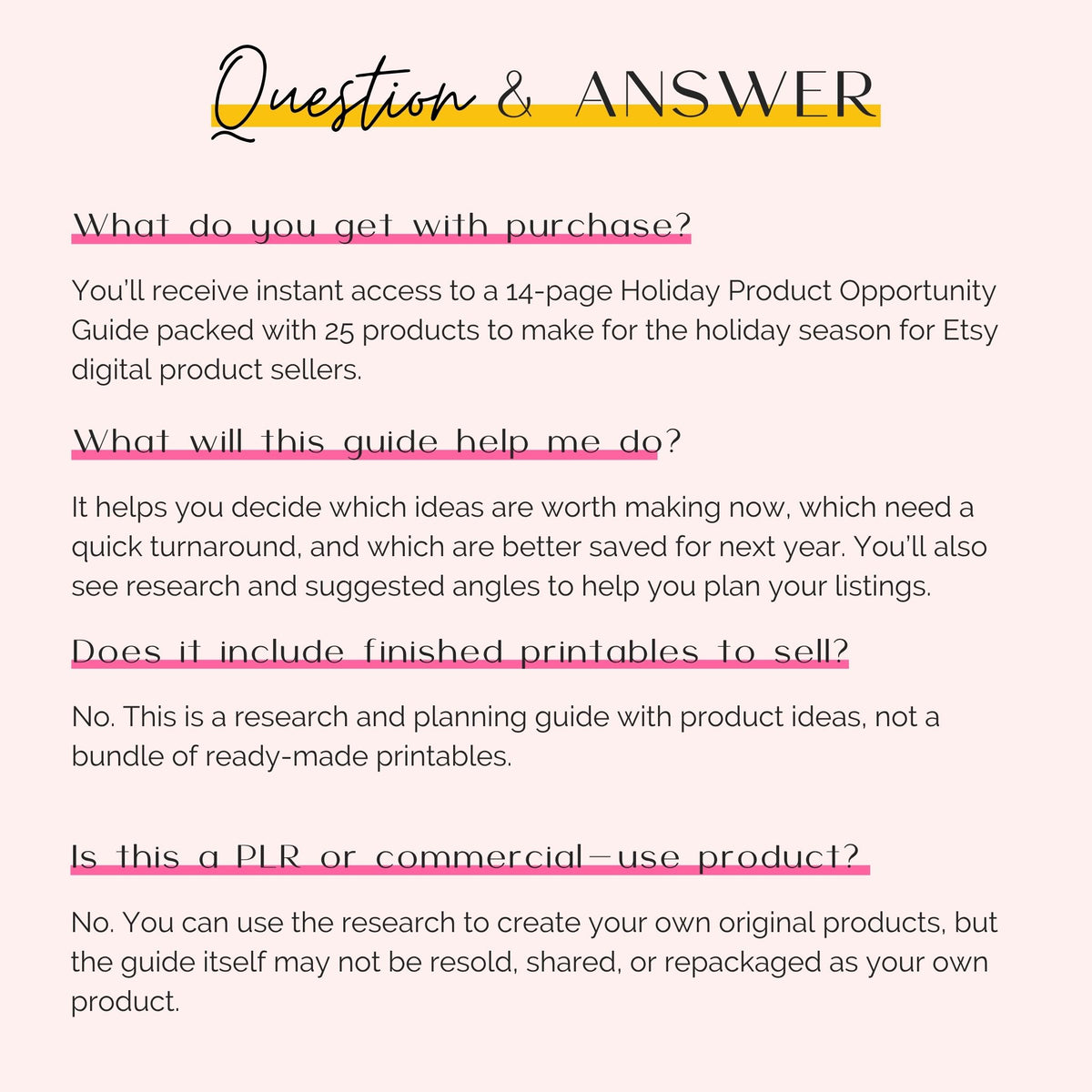 holiday product opportunity guide