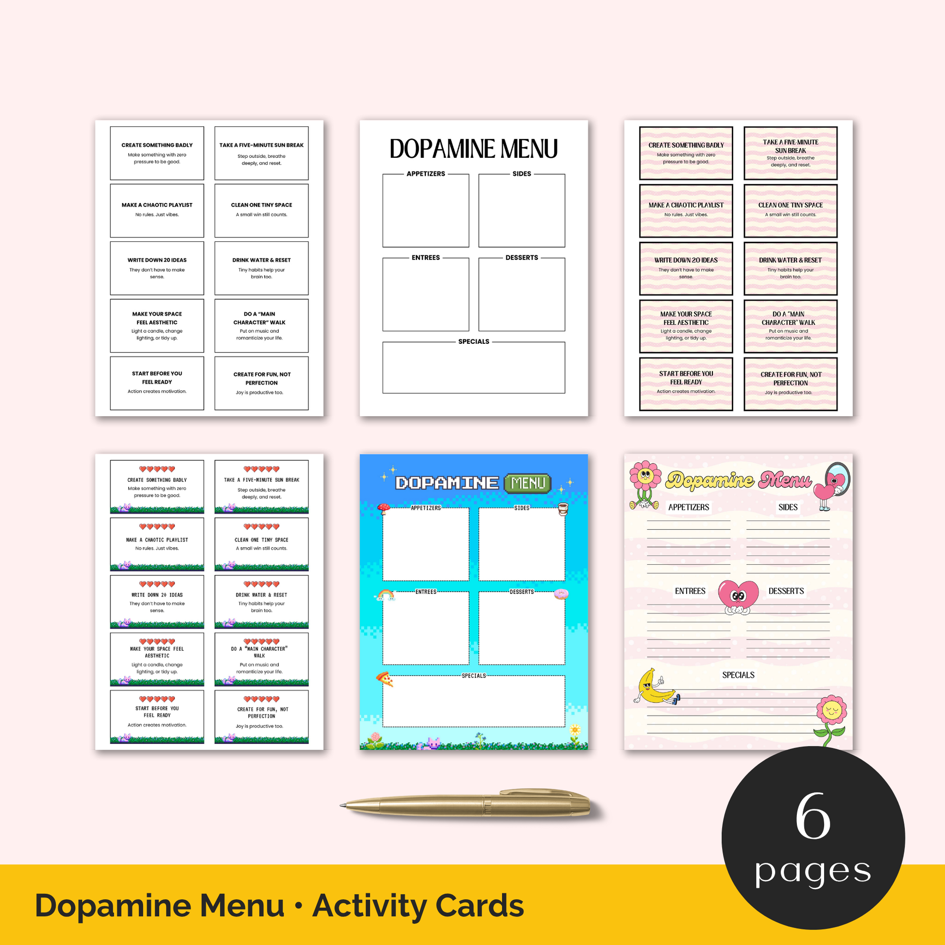 dopamine menu and cards