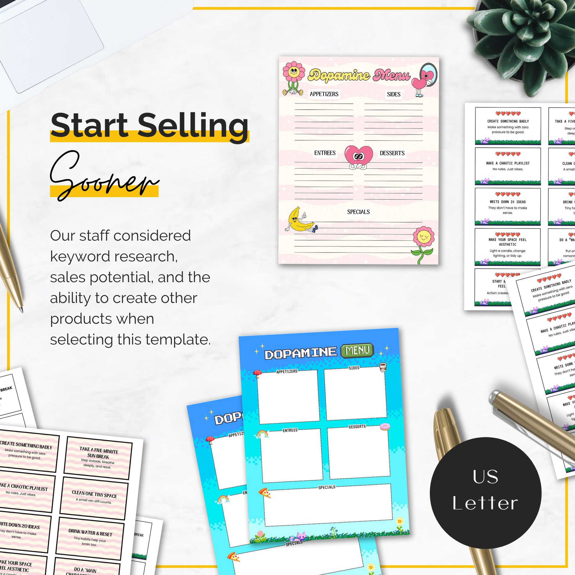 dopamine menu and cards