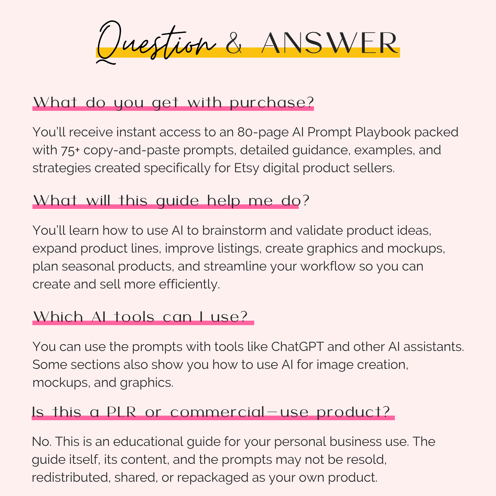 AI prompt playbook for Etsy sellers