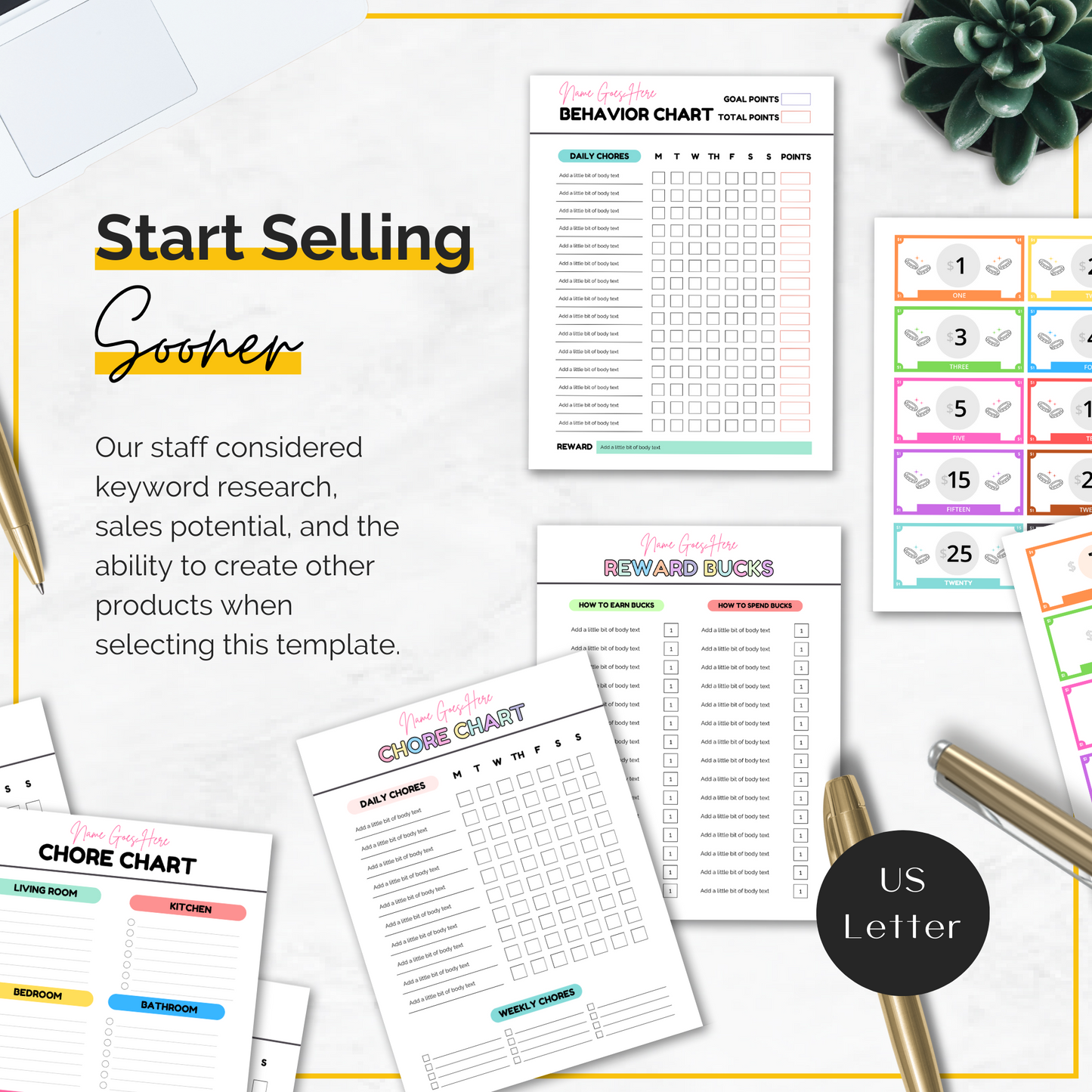 kids reward chart bundle and mockups