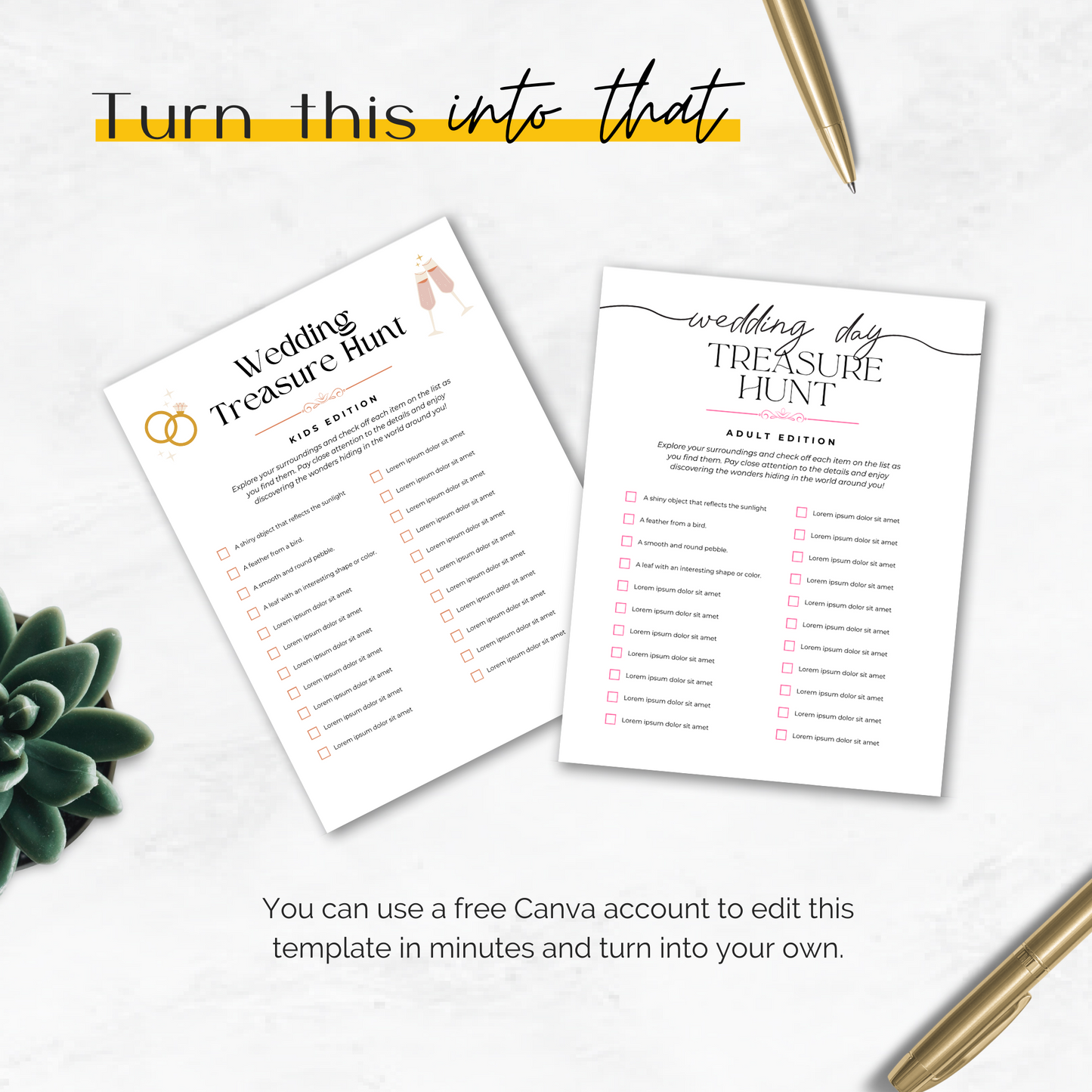 Wedding Treasure Hunt Games and Mockups