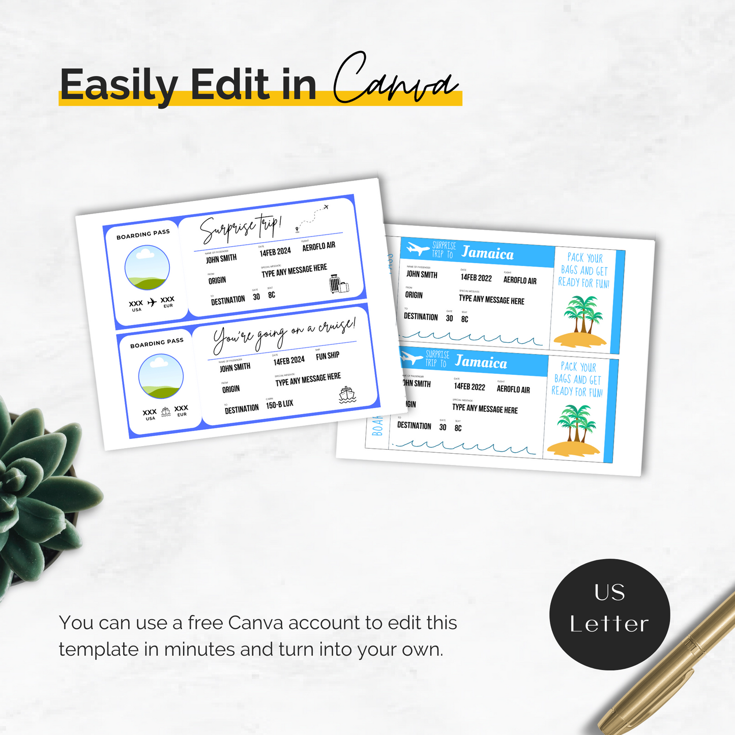 Surprise Trip Reveal Game and Mockup Templates
