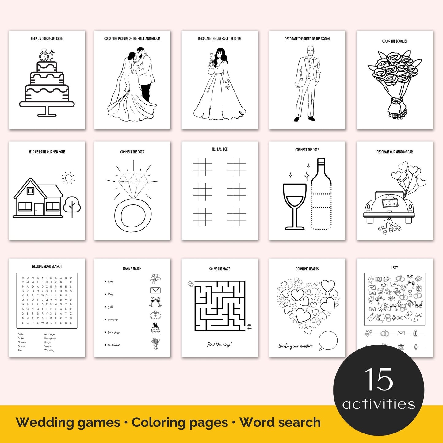kid's wedding activity book