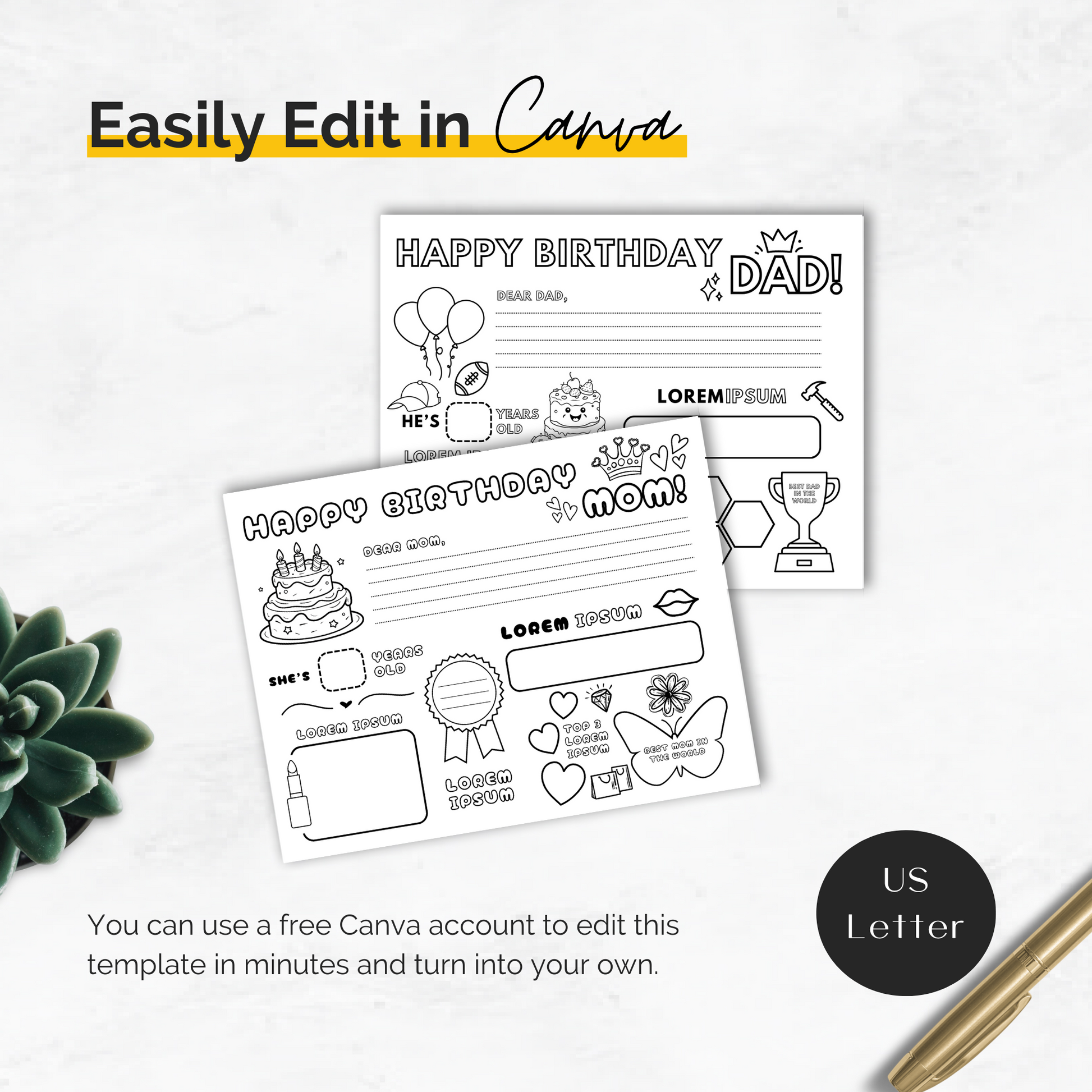 birthday coloring card