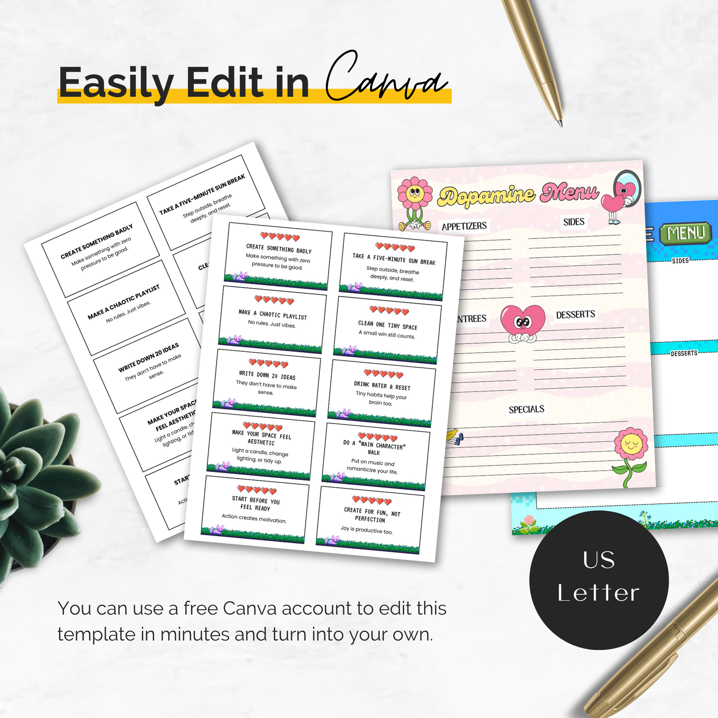 dopamine menu and cards