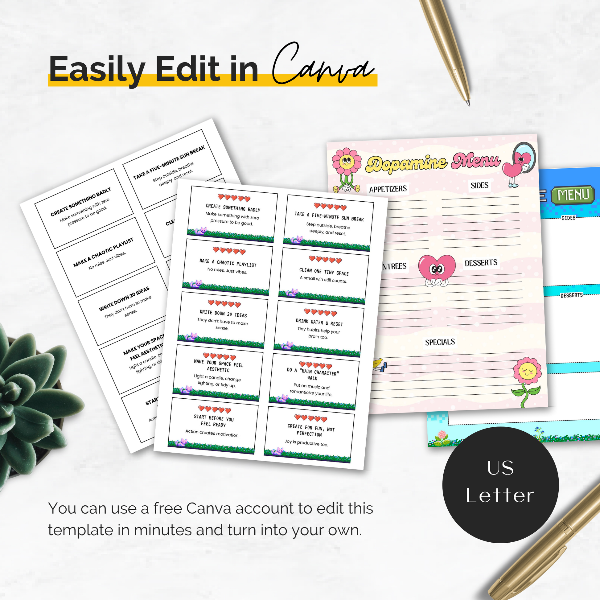 dopamine menu and cards