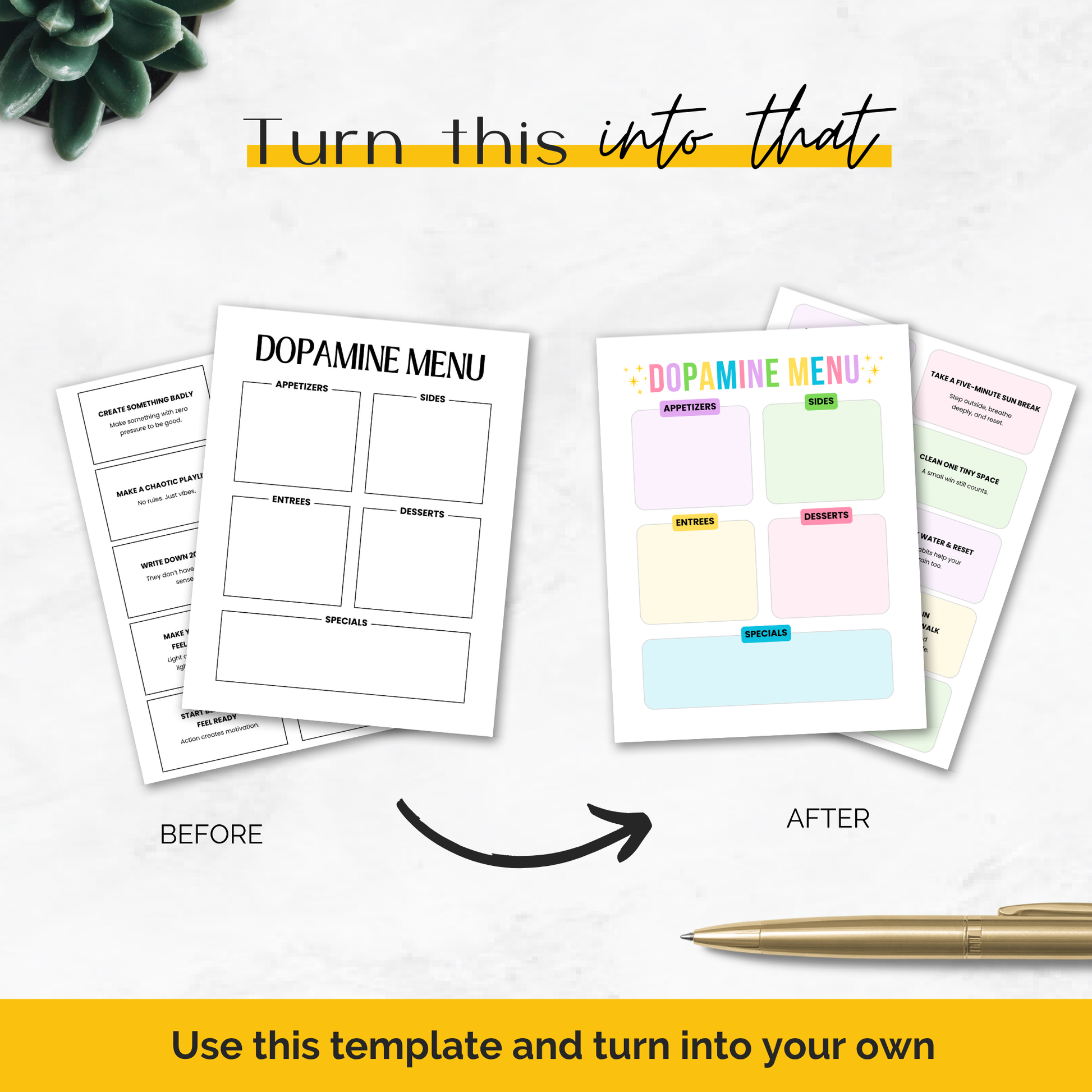dopamine menu and cards