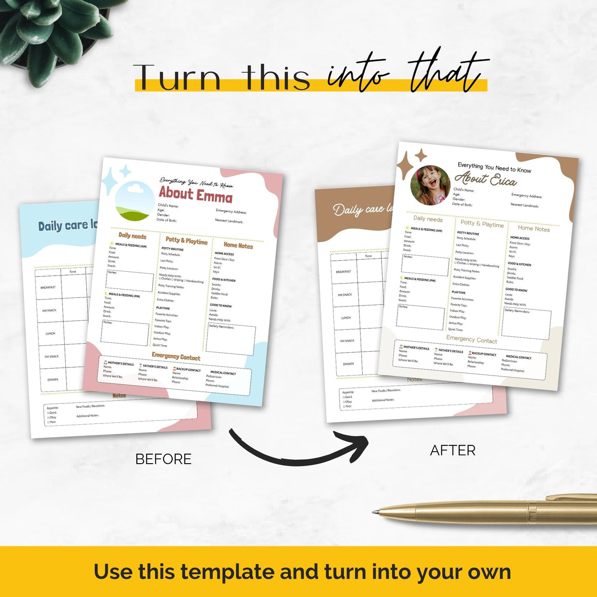 babysitter emergency contact forms