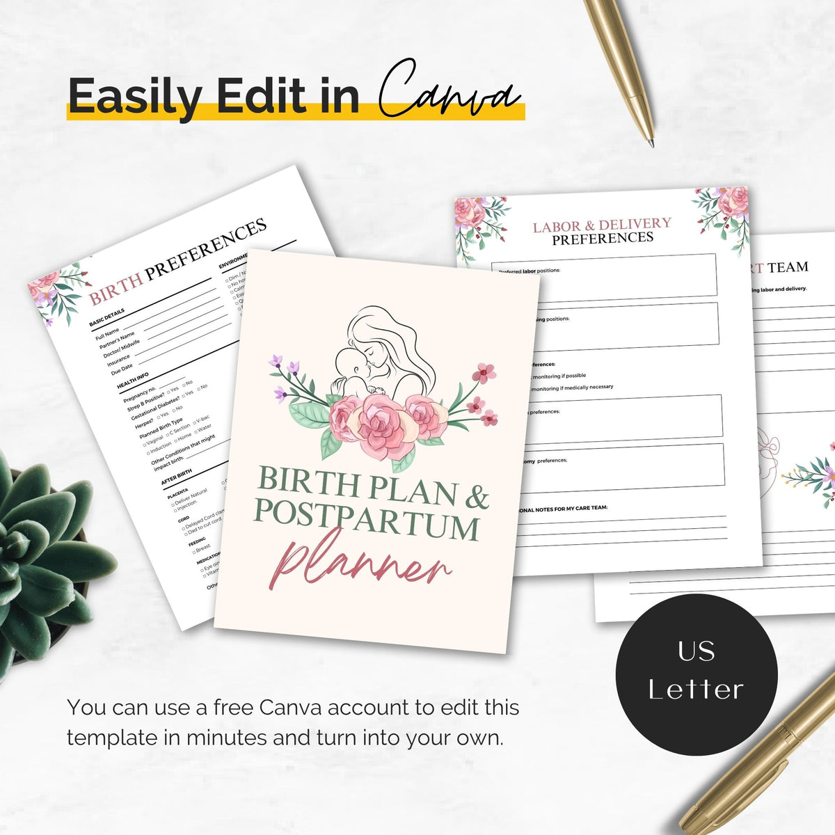 birth plan and postpartum planner