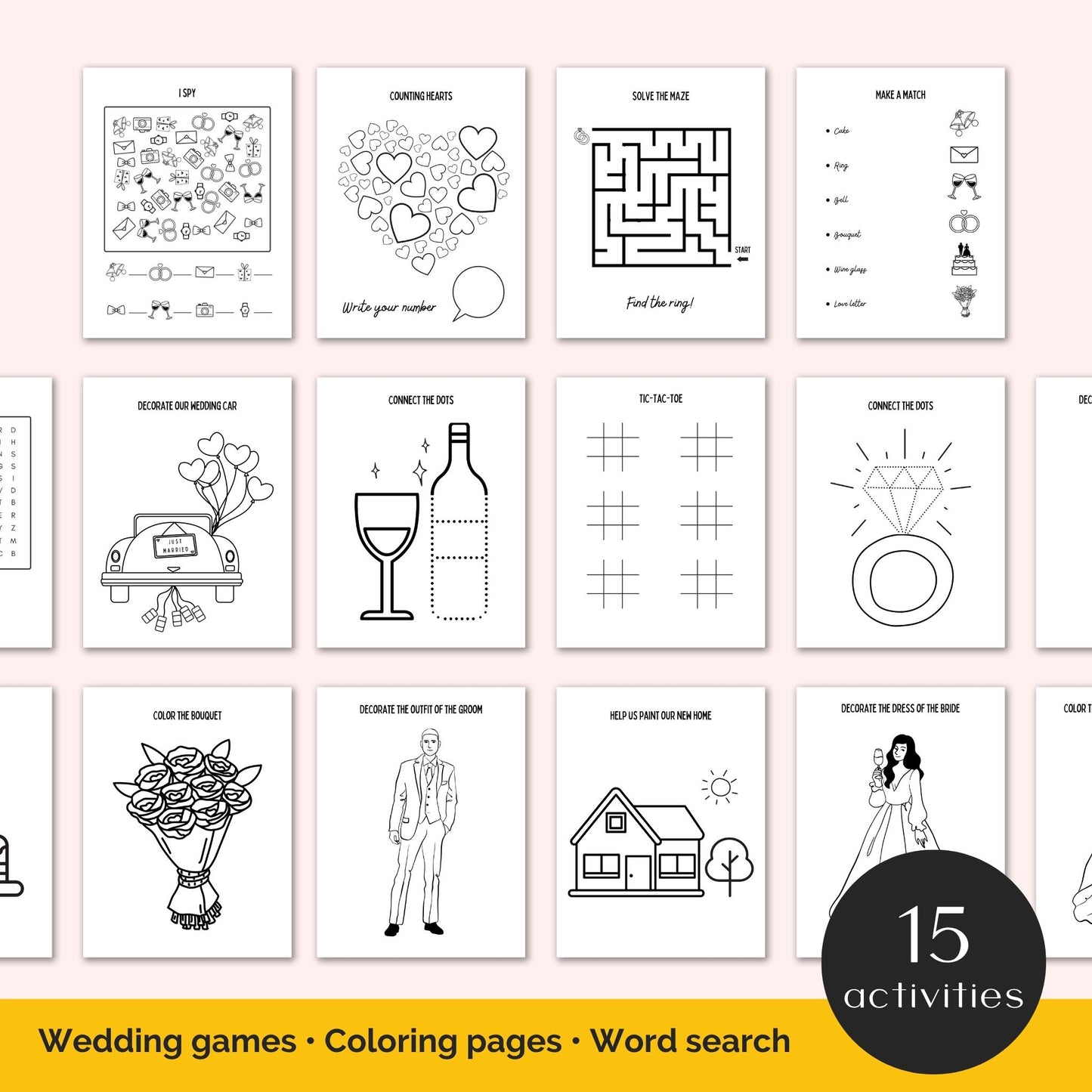 kid's wedding activity book