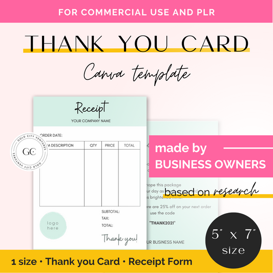 Thank You Card Packaging Insert