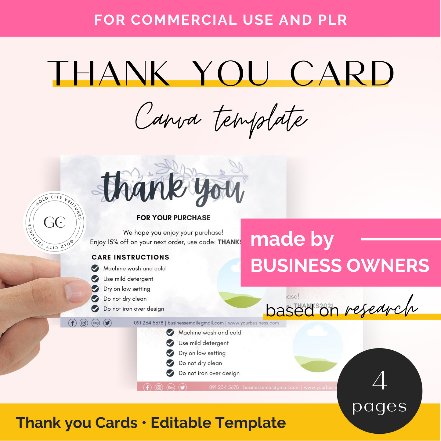 Printable Thank You Cards Business Template