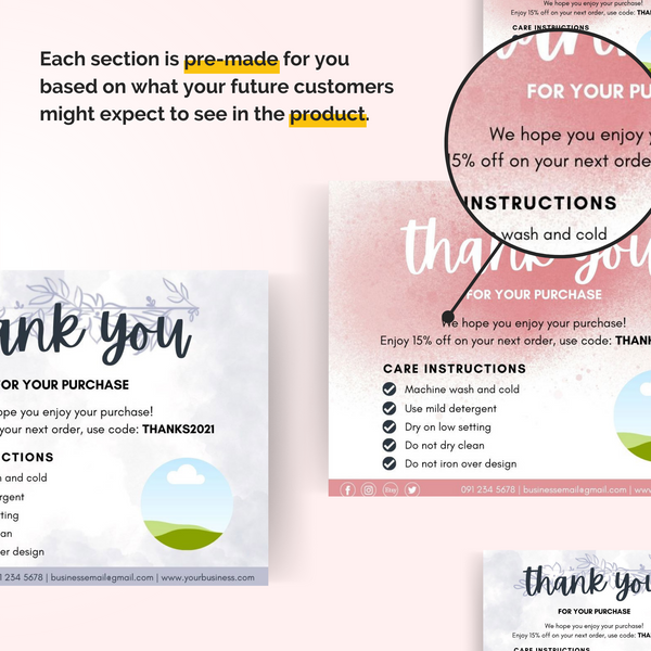 Printable Thank You Cards Business Template