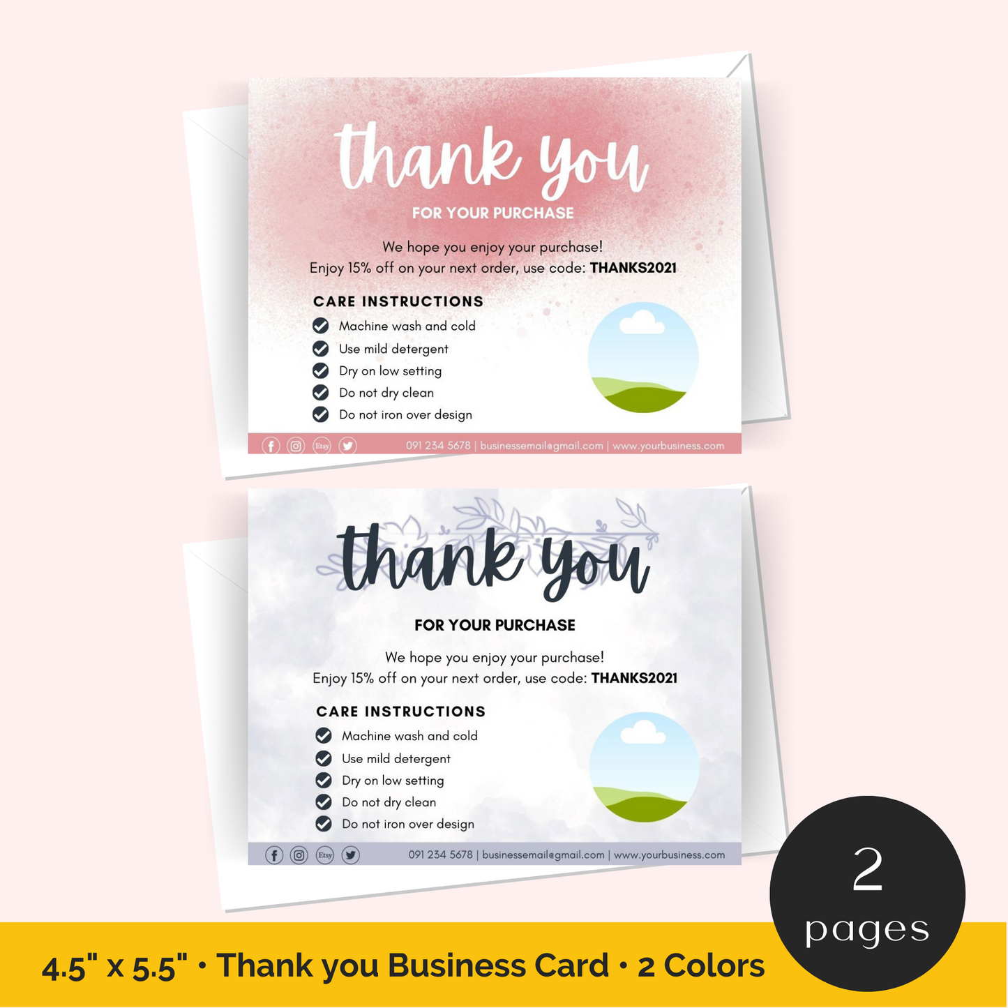 Printable Thank You Cards Business Template