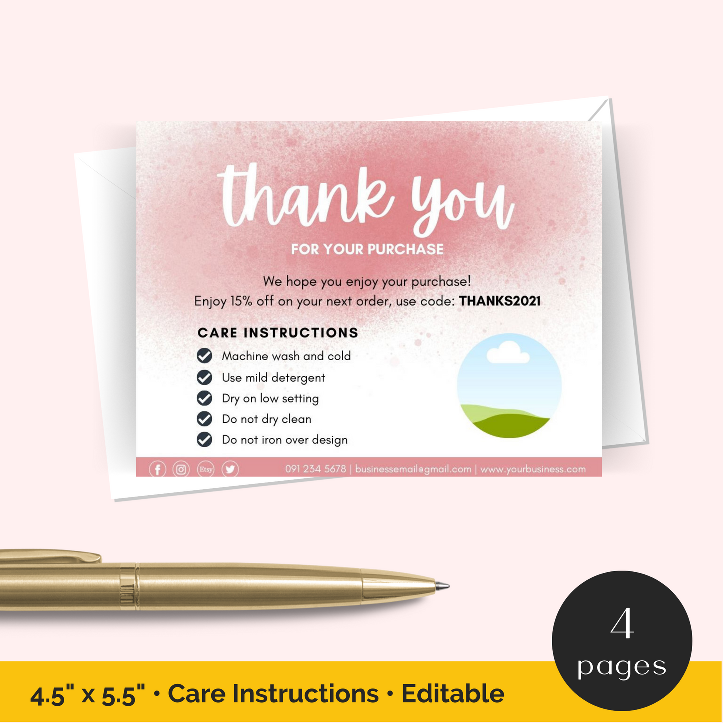 Printable Thank You Cards Business Template