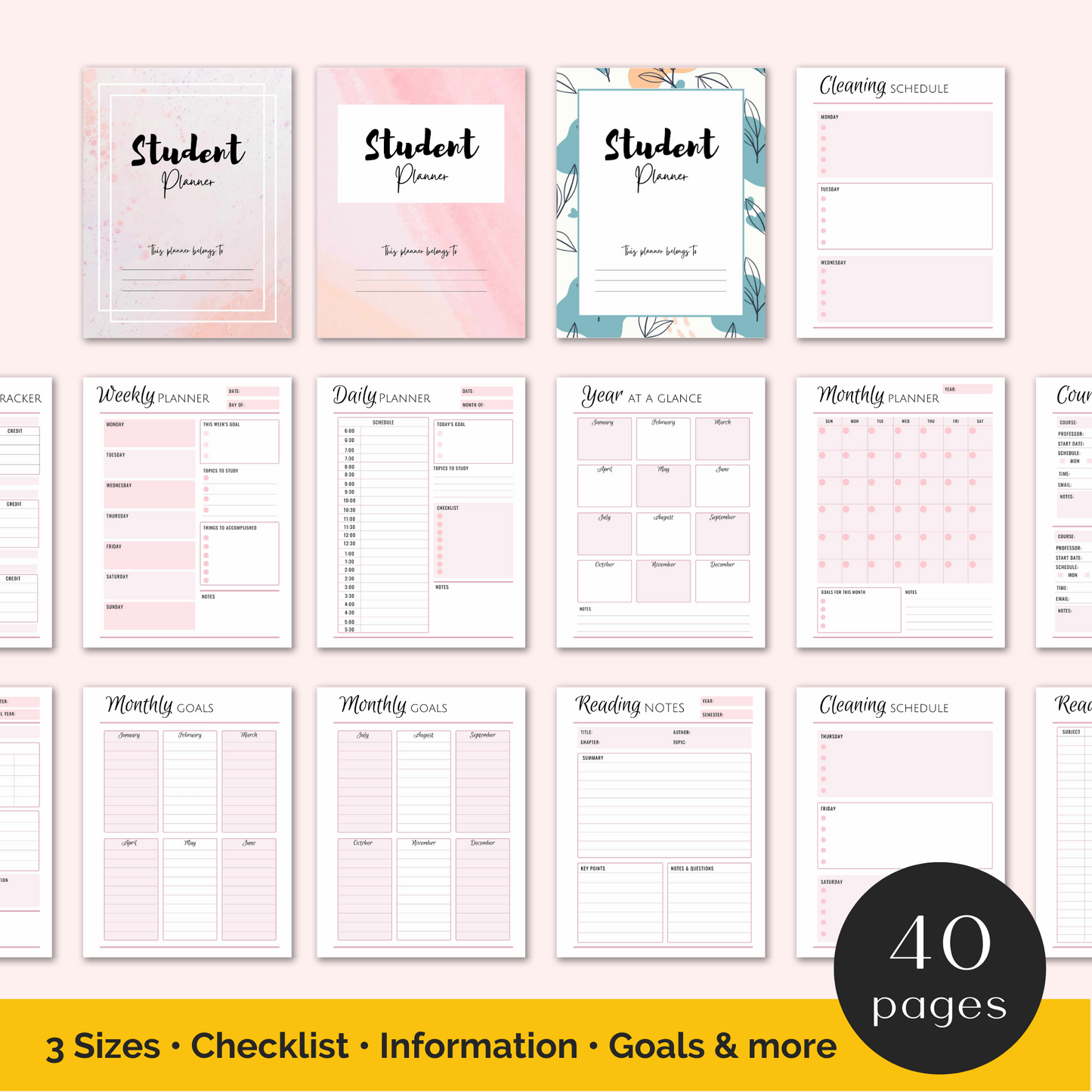 Pink Student Planner