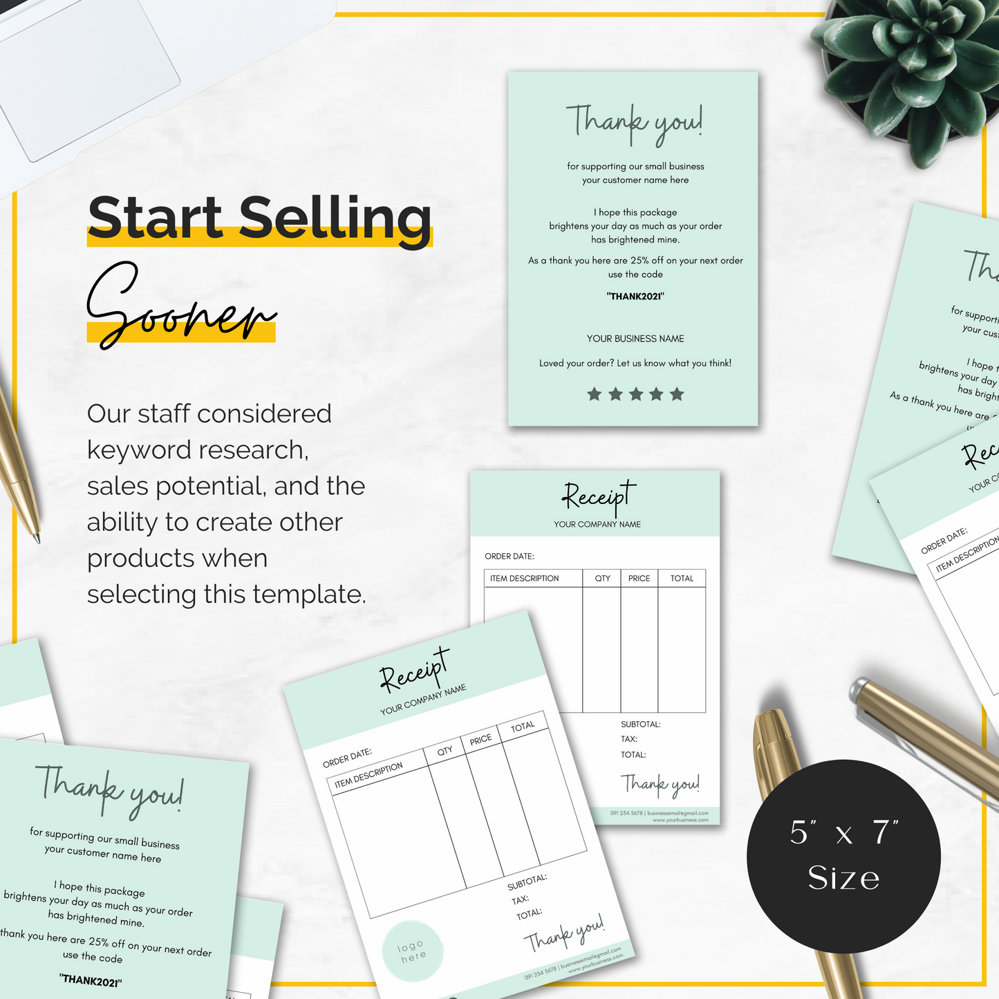 Thank You Card Packaging Insert