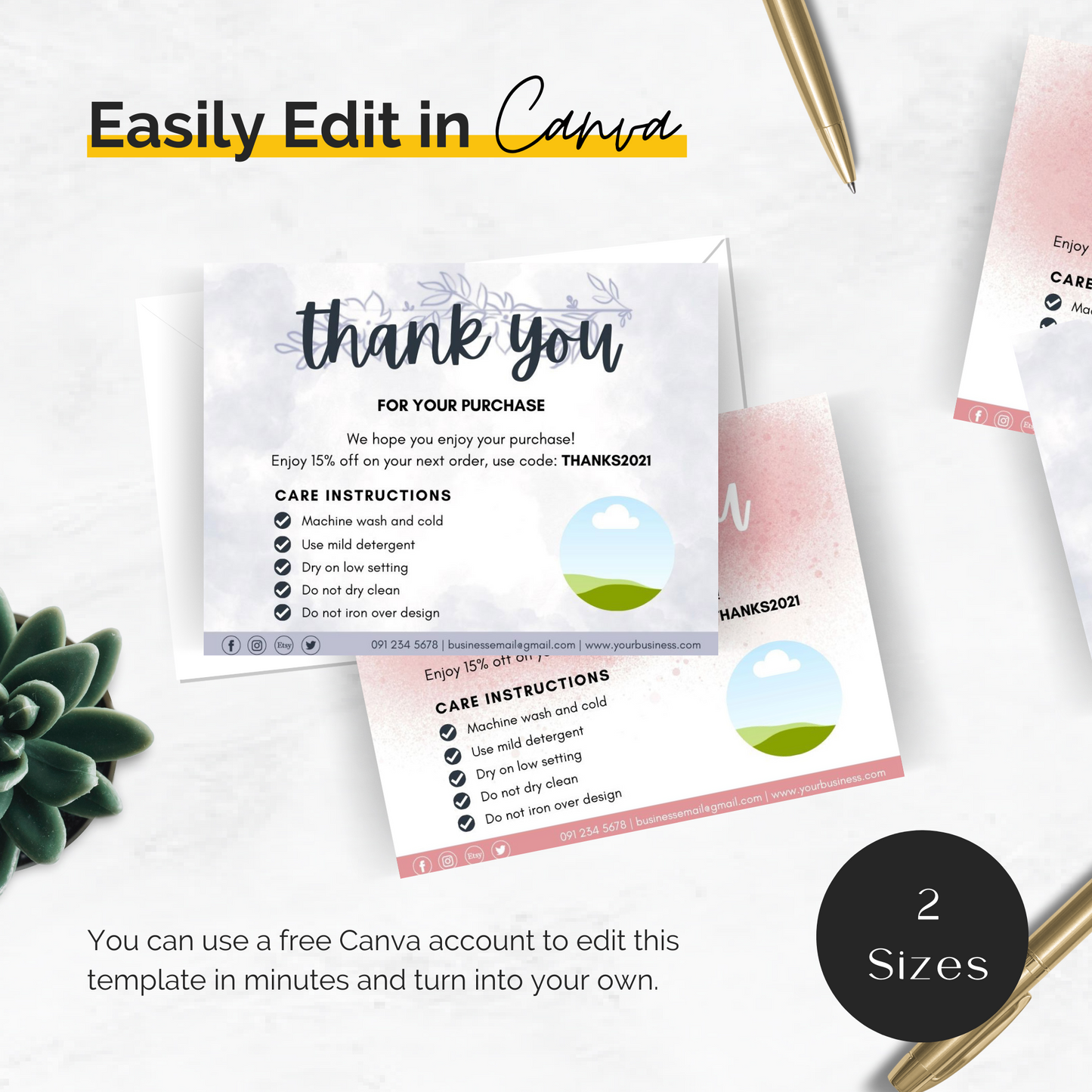 Printable Thank You Cards Business Template