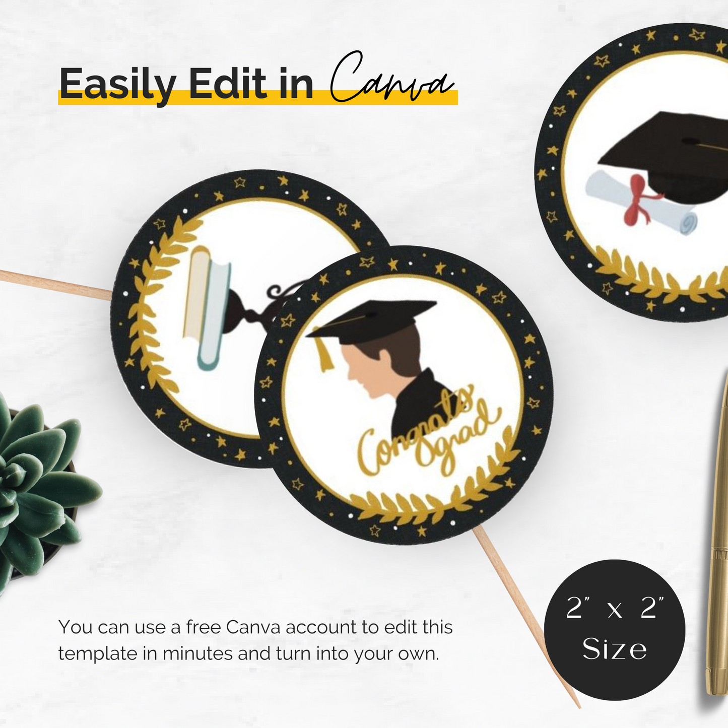 Graduation Party Cupcake Toppers