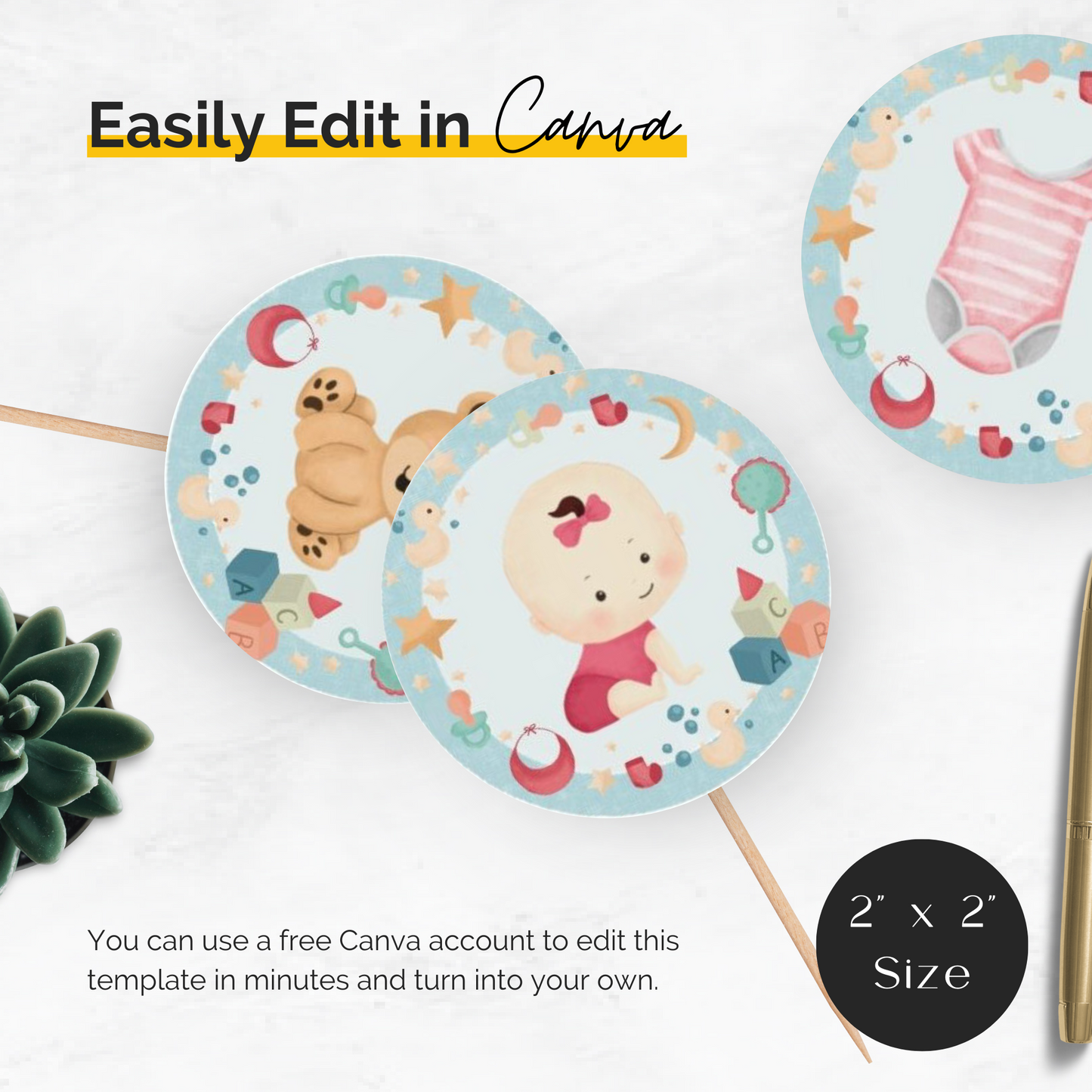 Baby Shower Cupcake Toppers