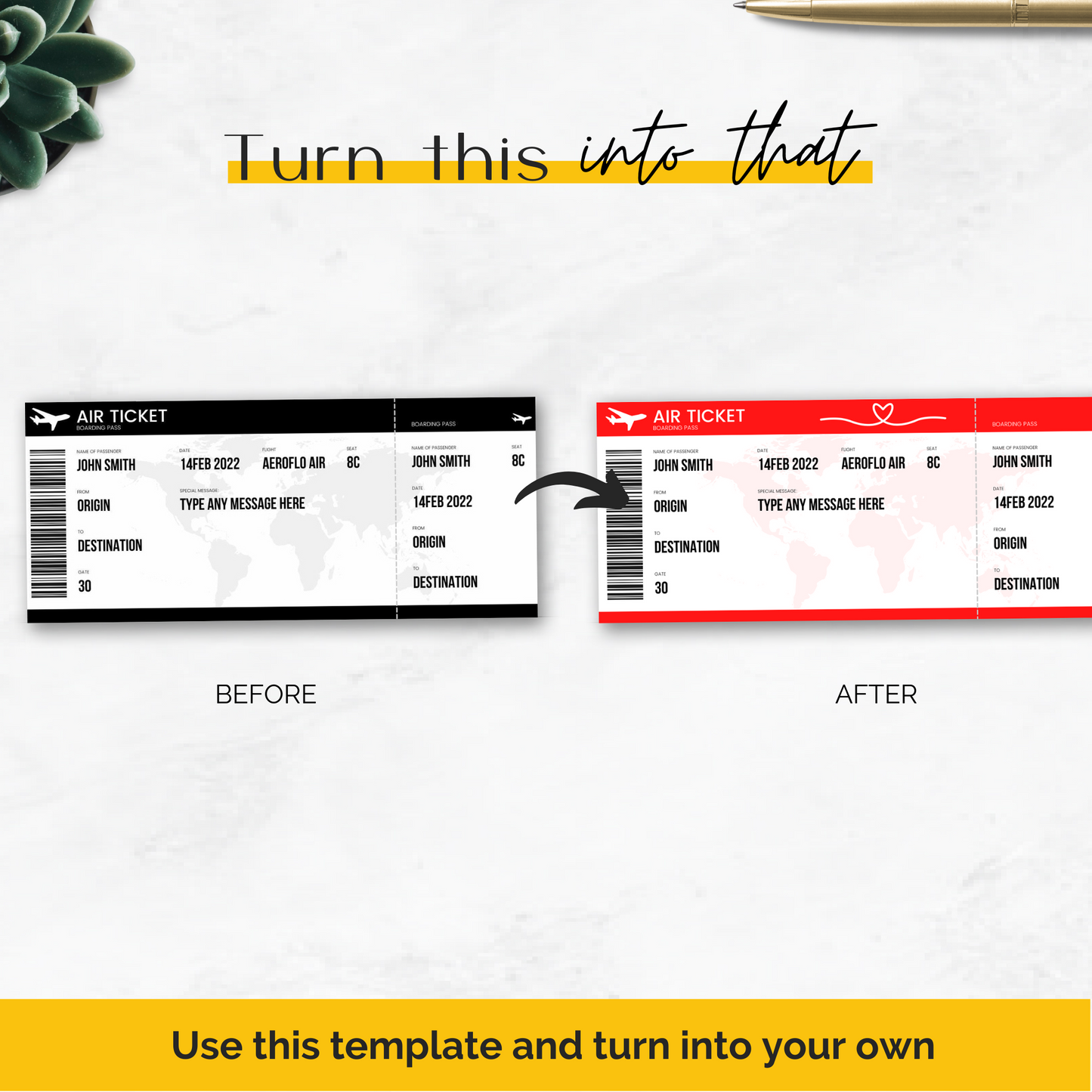 Surprise Trip Boarding Ticket Template