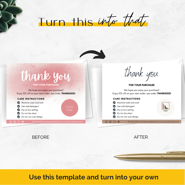 Printable Thank You Cards Business Template