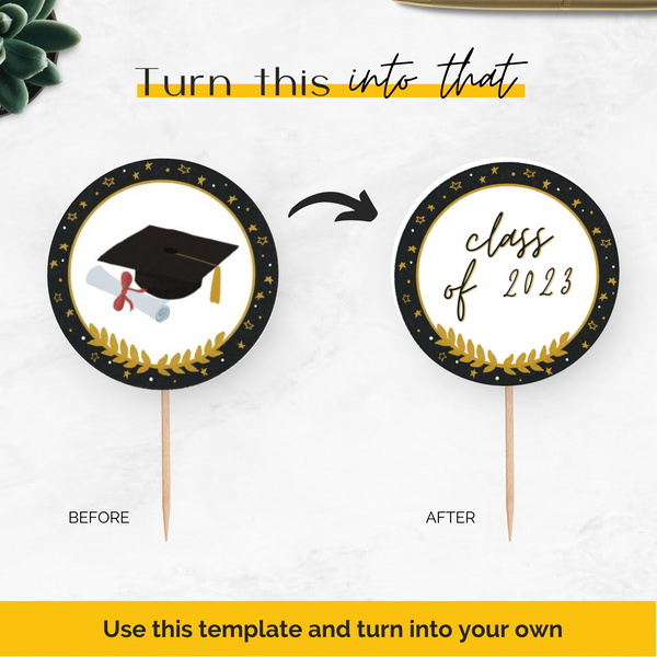 Graduation Party Cupcake Toppers