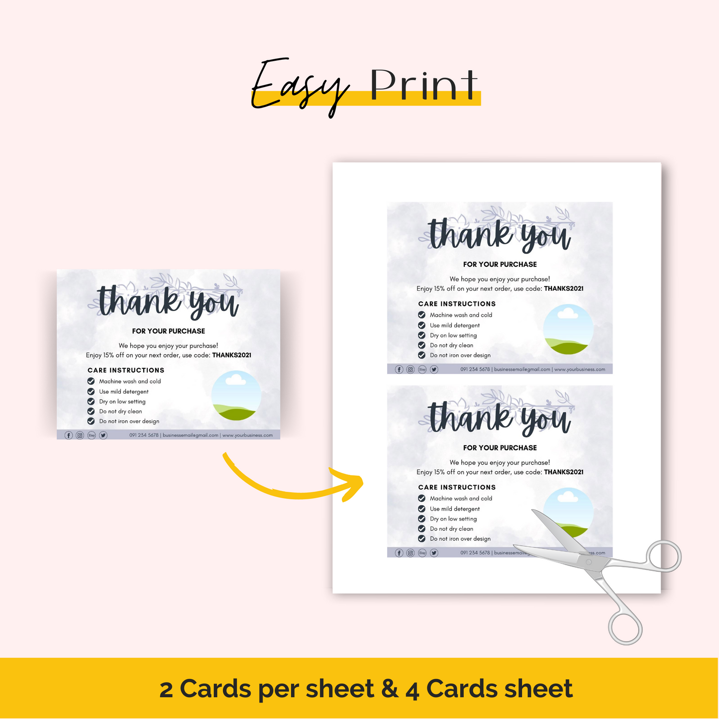 Printable Thank You Cards Business Template
