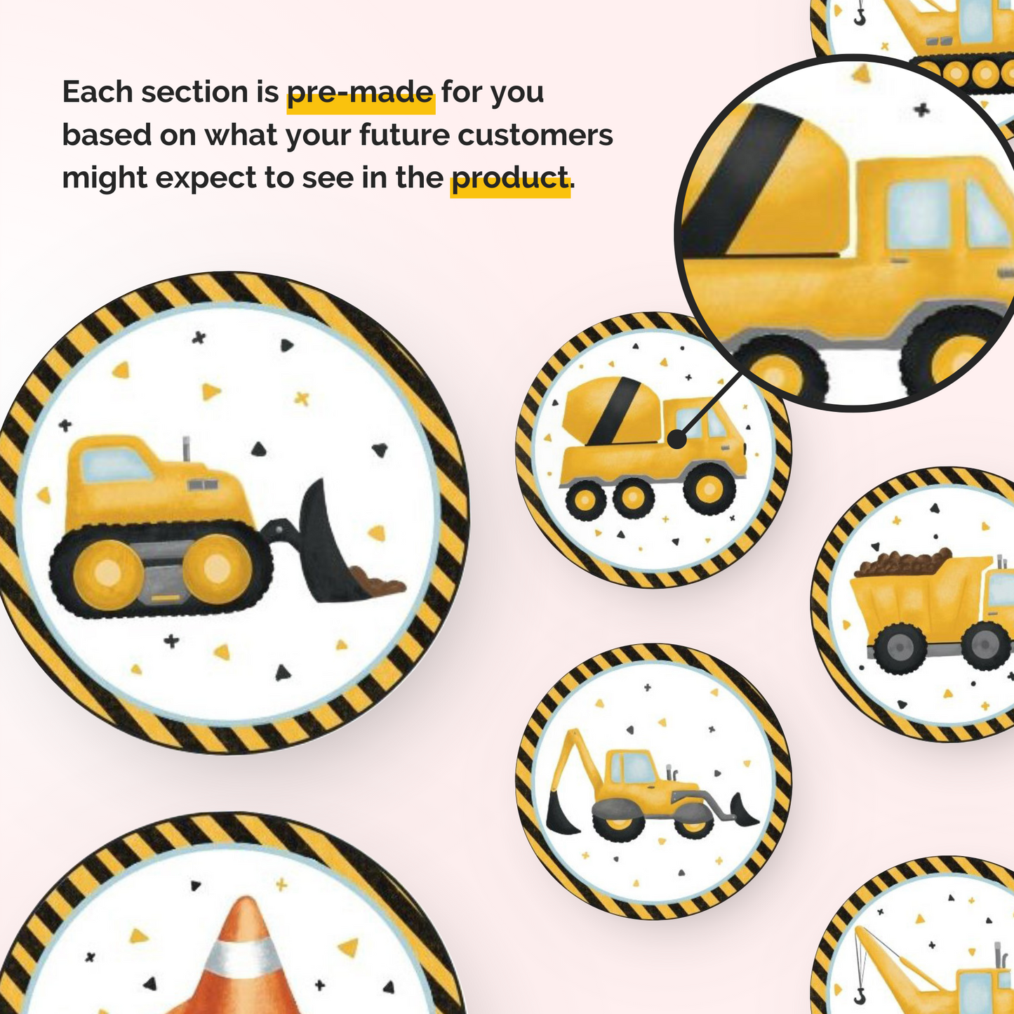 Construction Theme Cupcake Toppers